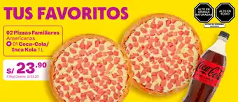 Tambo 02 Pizzas familiares americanas oferta
