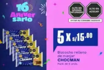 Makro Chocman bizcocho relleno de manjar oferta