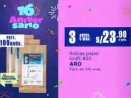 Makro Aro bolsas papel kraft #20 oferta