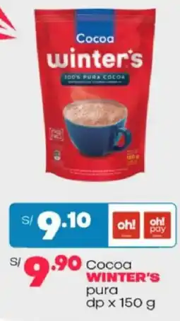 Plaza Vea Winter's cocoa pura oferta