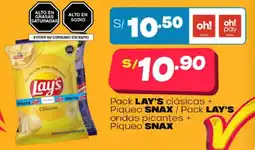 Plaza Vea Lay's pack clásicas + piqueo snax oferta