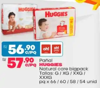 Plaza Vea Huggies pañal natural care bigpack oferta