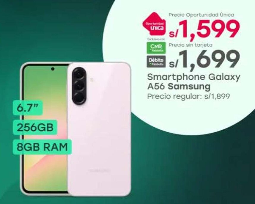 Tottus Samsung smartphone galaxy A56 oferta