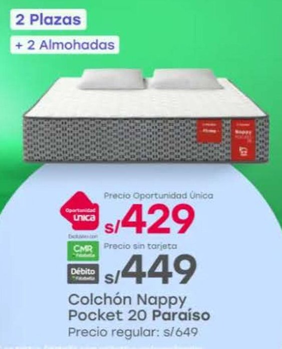 Tottus Paraíso colchón nappy pocket 20 oferta
