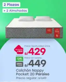 Tottus Paraíso colchón nappy pocket 20 oferta