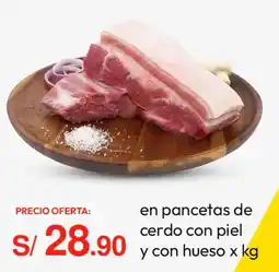 Metro en pancetas de cerdo con piel y con hueso oferta