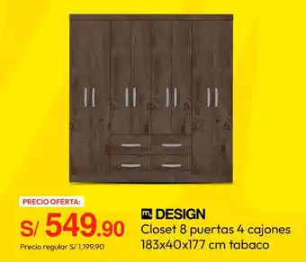 Metro Design closet 8 puertas 4 cajones oferta