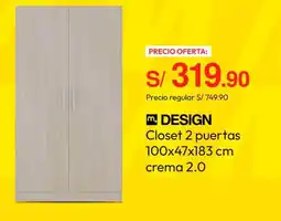 Metro Design closet 2 puertas oferta