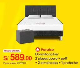 Metro Paraíso dormitorio per 2 plazas acero + puff oferta