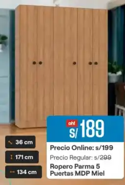 Promart Parma 5 puertas mdp miel oferta