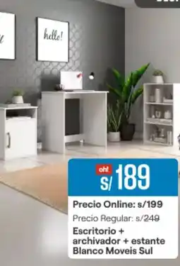 Promart Escritorio + archivador + estante blanco moveis sul oferta