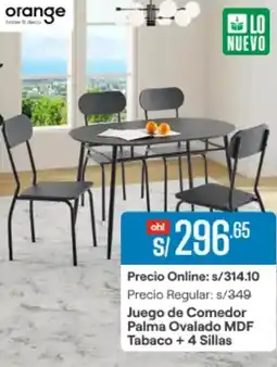 Promart Juego de comedor palma ovalado mdf tabaco oferta