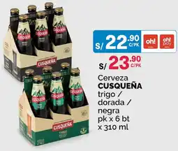 Plaza Vea Cusqueña cerveza trigo / dorada / negra oferta