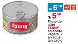 Plaza Vea Fanny filete de atún en aceite vegetal / en agua oferta