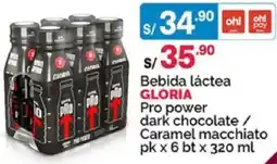 Plaza Vea Gloria bebida láctea dark chocolate / caramel macchiato oferta