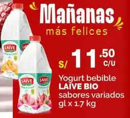 Plaza Vea Laive bio yogurt bebible oferta