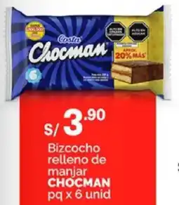 Plaza Vea Chocman bizcocho relleno de manjar oferta