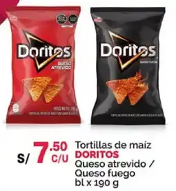 Plaza Vea Doritos tortillas de maíz queso atrevido / queso fuego oferta