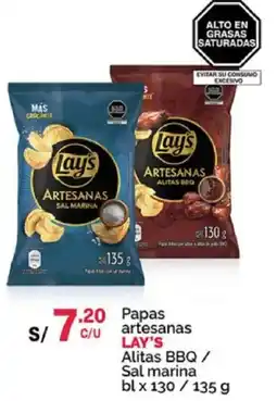 Plaza Vea Lay's papas artesanas alitas bbq/ sal marina oferta