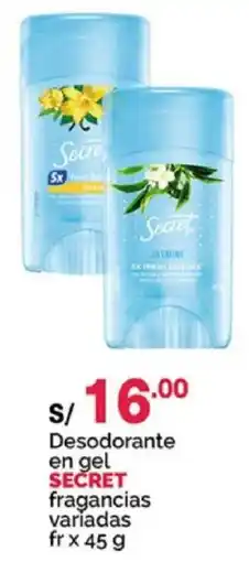 Plaza Vea Secret desodorante en gel fragancias variadas oferta
