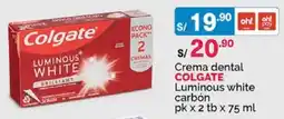 Plaza Vea Colgate crema dental luminous white carbón oferta