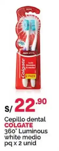 Plaza Vea Colgate cepillo dental 360° luminous white medio oferta