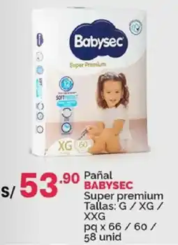 Plaza Vea Babysec pañal super premium oferta