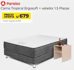 Metro Paraíso cama tropical ergosoft + velador oferta