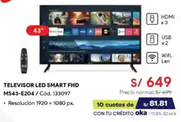 Hiraoka Vidaa smart tv 43" oferta
