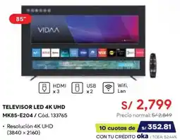 Hiraoka Vidaa smart tv 85" oferta