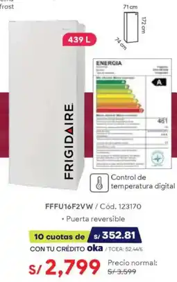 Hiraoka Frigidaire FFFU16F2VW oferta