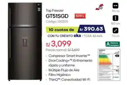 Hiraoka Lg Top Freezer GT51SGD oferta