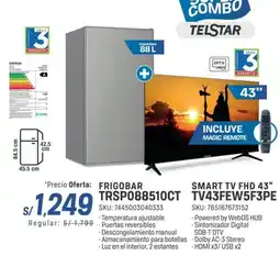 El Gallo Más Gallo Frigobar + smart tv fhd 43" oferta
