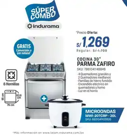 El Gallo Más Gallo Indurama cocina 30" parma zafiro + microondas oferta
