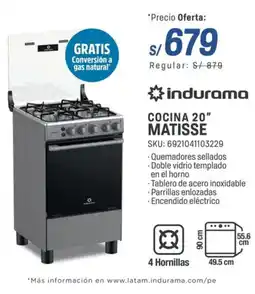El Gallo Más Gallo Indurama cocina 20" matisse oferta