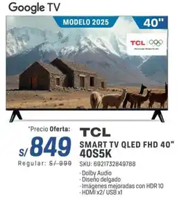 El Gallo Más Gallo Tcl smart tv qled fhd 40" oferta