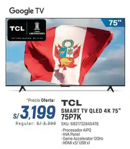 El Gallo Más Gallo Tcl smart tv qled 4k 75" oferta
