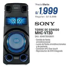 El Gallo Más Gallo Sony torre de sonido MHC-V73D oferta