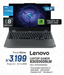 El Gallo Más Gallo Lenovo laptop gamer 15.6" oferta