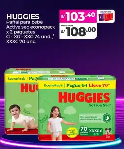 Vega Huggies pañal para bebé active sec econopack oferta