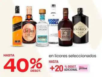 Wong En licores seleccionados oferta