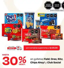 Wong Field, oreo, ritz, chips ahoy! y club social en galletas oferta
