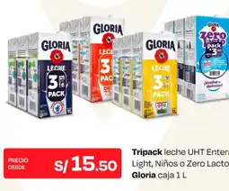 Wong Gloria tripack leche uht enter oferta