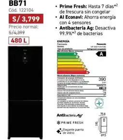Hiraoka Panasonic Refrigeradoras BB71 oferta