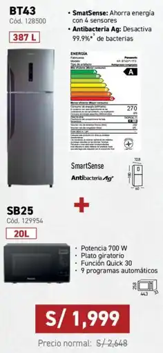 Hiraoka Panasonic Refrigeradoras BT43 + SB25 oferta