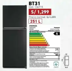 Hiraoka Panasonic Refrigeradoras BT31 oferta