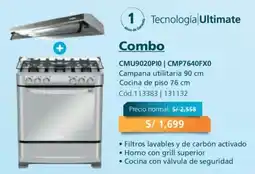 Hiraoka Mabe Campana utilitarian 90 cm + Cocina de piso 76 cm oferta