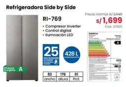 Hiraoka Indurama Refrigeradora Side by Side oferta