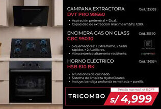 Hiraoka Teka Campana Extractora + Encimera Gas on Glass + Horno Electrico oferta