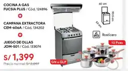 Hiraoka Miray cocina a gas fucsia plus oferta